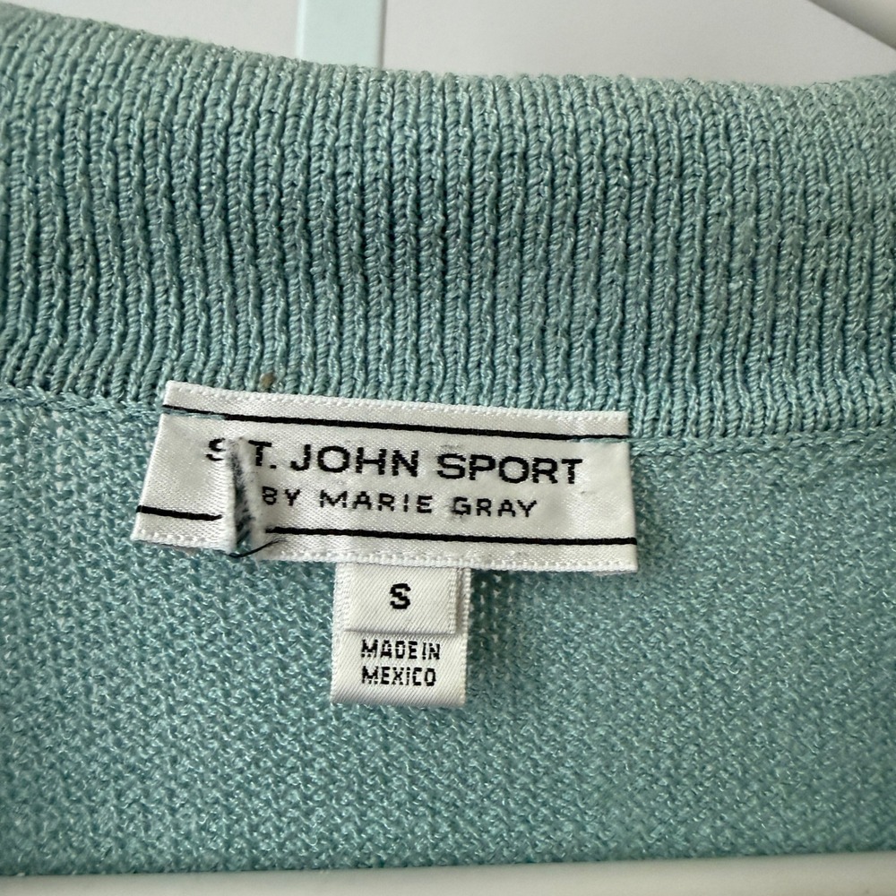 St. John Sport S Blue Cardigan Wool Collared Button Luxury Designer Old Money - Picture 5 of 7